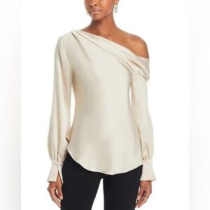 SIMKHAI Alice Draped One Shoulder Champagne Top size Small